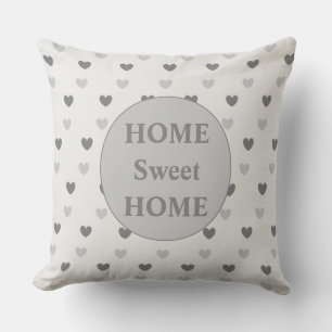 Cojín Decorativo Elegante patrón de corazón plateado y gris