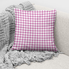 Cojín Decorativo Elegante Patrón de Cuadros Gingham Rosa
