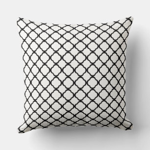 Cojín Decorativo Elegante patrón de cuatro hojas en blanco y negro