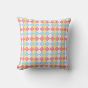 Cojín Decorativo Elegante patrón de diamante rosa azul, amarillo y