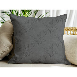 Cojín Decorativo Elegante Patrón De Hojas Modernas Sobre Negro