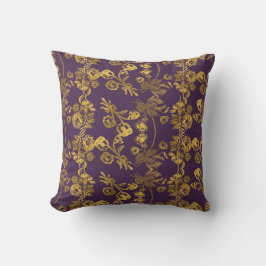 Cojín Decorativo Elegante patrón de jardín floral con brillo dorado