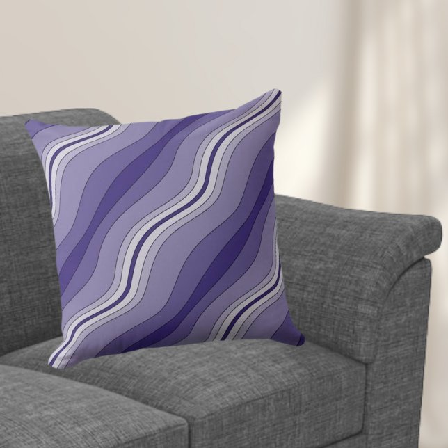 Cojín Decorativo Elegante patrón de líneas de capas azules (Elegant Blue Layered Lines Pattern Throw Pillow)