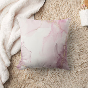 Cojín Decorativo Elegante patrón de mármol rosa con vena dorada