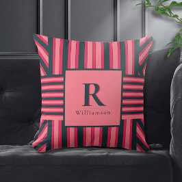 Cojín Decorativo Elegante patrón de monograma de carbón rosa Art De