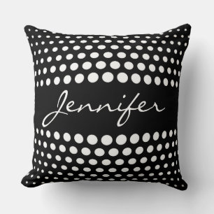 Cojín Decorativo Elegante patrón de puntos de polka blanco