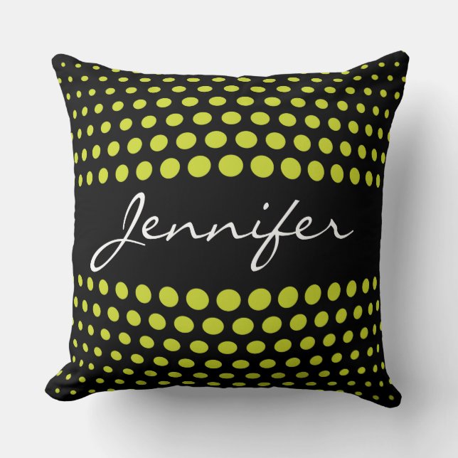 Cojín Decorativo Elegante patrón de puntos de polka verde ácido (Anverso)