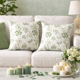 Cojín Decorativo Elegante patrón de trébol verde
