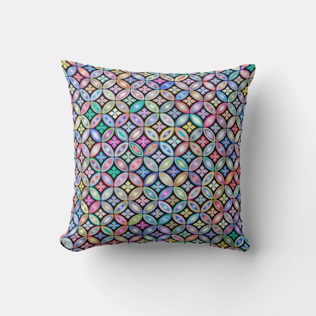 Cojín Decorativo Elegante Patrón De Vidrio Manchado Abstracto De Co (Anverso)