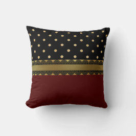 Cojín Decorativo Elegante patrón de vieira rojo, negro y dorado