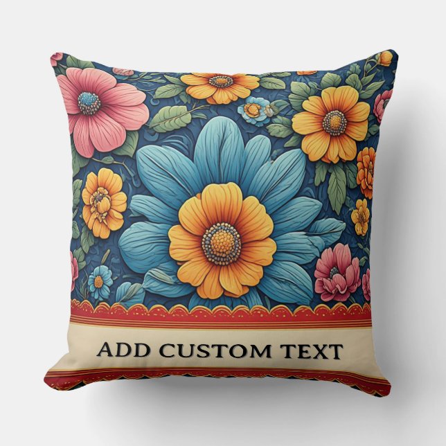 Cojín Decorativo Elegante patrón floral (Anverso)