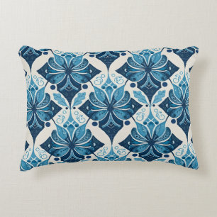 Cojín Decorativo Elegante patrón floral boho en azul