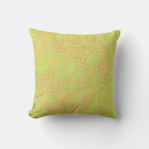 Cojín Decorativo Elegante Patrón floral de abstrato verde dorado