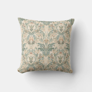 Cojín Decorativo Elegante patrón floral de aves Nouveau vintage