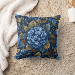 Cojín Decorativo Elegante patrón floral de hortensias desvaídas