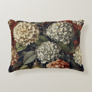 Cojín Decorativo Elegante patrón floral de hortensias vintage