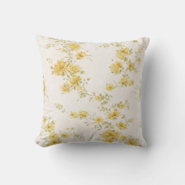 Cojín Decorativo Elegante patrón floral de rosas amarillas vintage