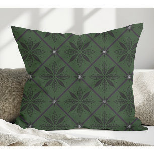 Cojín Decorativo Elegante patrón floral moderno verde