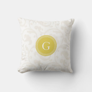 Cojín Decorativo Elegante patrón floral monograma femenino de color