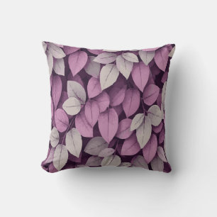Cojín Decorativo Elegante patrón floral morado y blanco