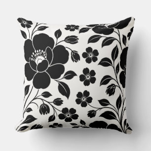 Cojín Decorativo Elegante patrón floral negro