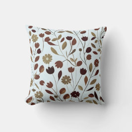 Cojín Decorativo Elegante patrón floral neutro en tonos marrones