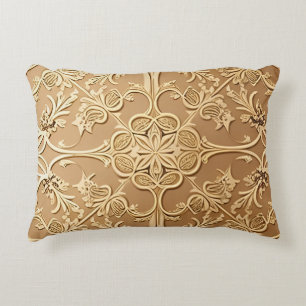Cojín Decorativo Elegante patrón floral ornamental dorado