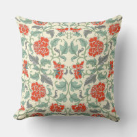 Elegante patrón floral verde rojo chino