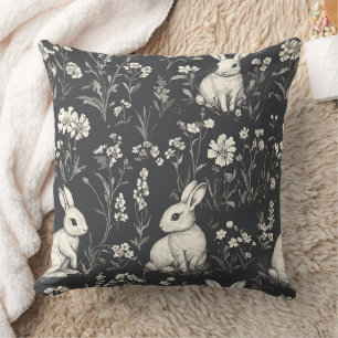 Cojín Decorativo Elegante patrón floral vintage de conejo Toile