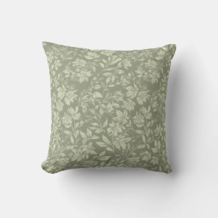 Cojín Decorativo Elegante Patrón Floral Vintage Verde Salvia