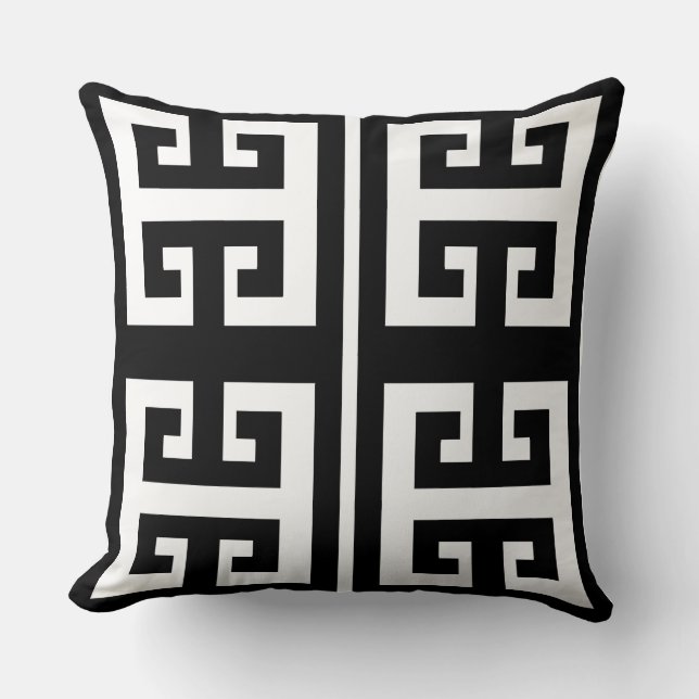 Cojín Decorativo Elegante patrón geométrico blanco y negro (Anverso)