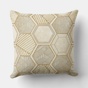 Cojín Decorativo Elegante patrón geométrico de hexágono de oro - Má