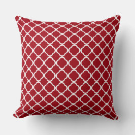Cojín Decorativo Elegante patrón marroquí de cuatro hojas rojo