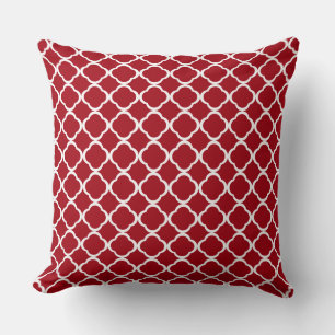 Cojín Decorativo Elegante patrón marroquí de cuatro hojas rojo