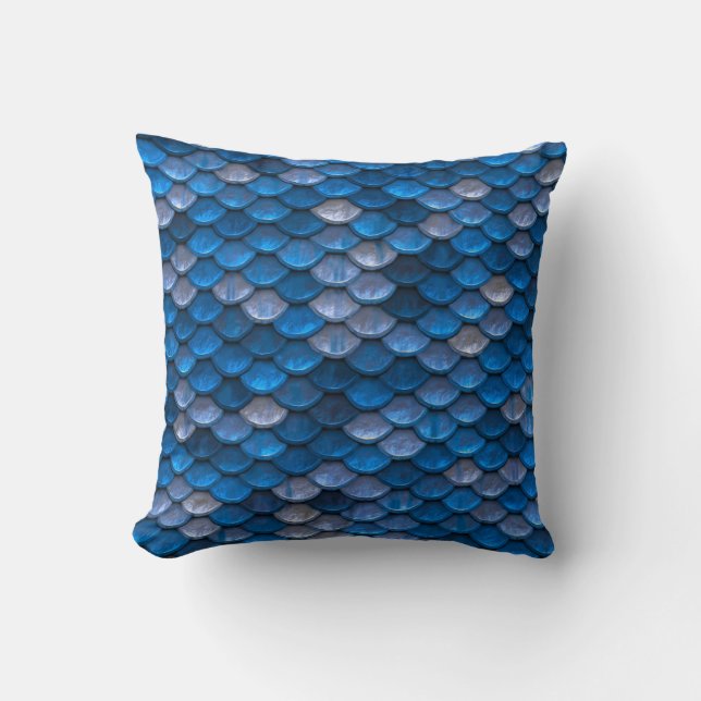 Cojín Decorativo Elegante patrón metálico azul (Anverso)