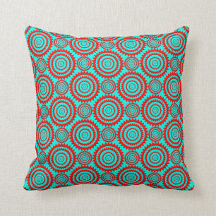 Cojín Decorativo Elegante patrón moderno rojo y turquesa