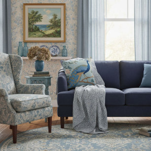 Cojín Decorativo Elegante patrón retro estiloso azul para ella 
