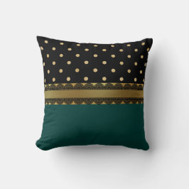 Cojín Decorativo Elegante patrón Verde azulado azul, negro y oro fi