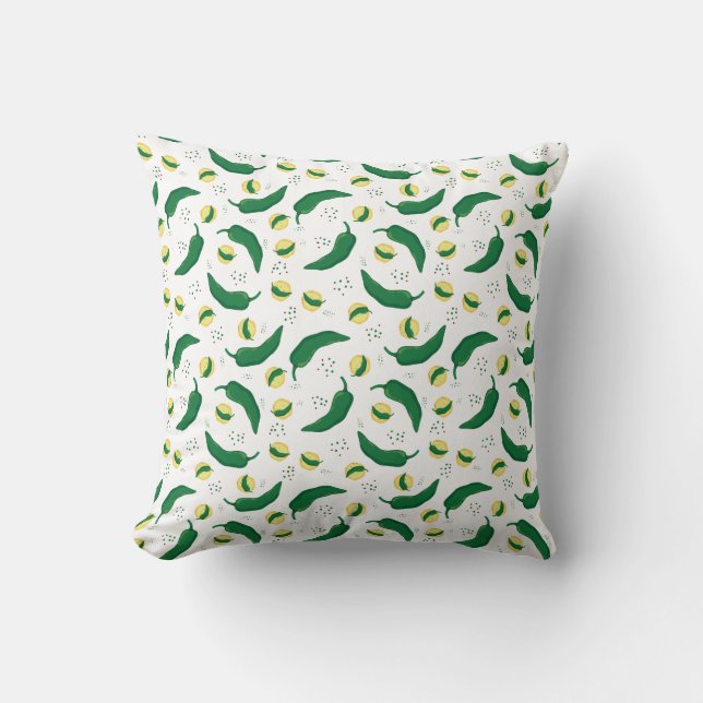 Cojín Decorativo Elegante patrón verde de Chile (Anverso)