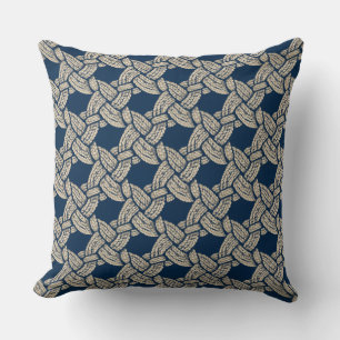 Cojín Decorativo Elegante patrón vintage de nudos azul marino