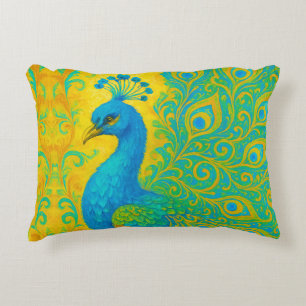 Cojín Decorativo Elegante pavo real turquesa