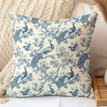 Elegante Pavón de Chinoiserie Azul Vintage
