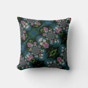 Cojín Decorativo Elegante peonía floral en acuarela mandala rosa y 