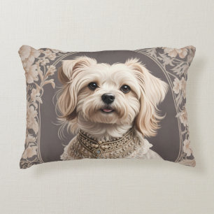 Cojín Decorativo Elegante perro maltés William Morris inspirado