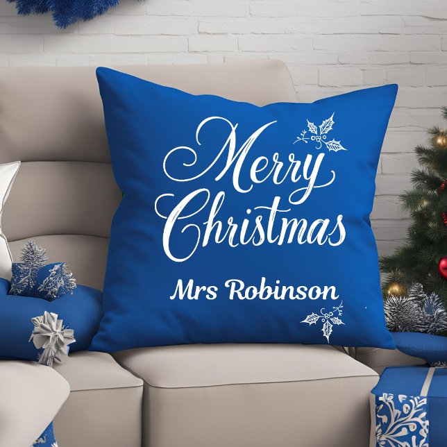 Cojín Decorativo Elegante Personalizable de escritura blanca Feliz  (Subido por el creador)