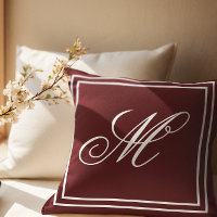 Elegante Personalizado Monograma Burgundy Throw