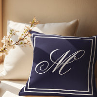 Elegante Personalizado Monograma Navy arrojar