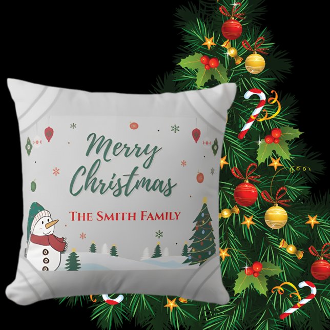 Cojín Decorativo Elegante Personalizado  Nombre de familia y Navida (Subido por el creador)