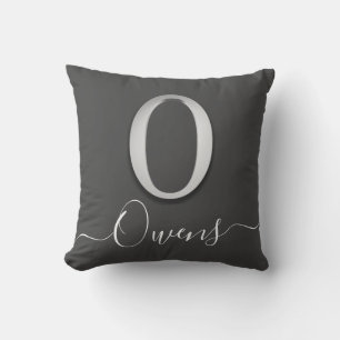 Cojín Decorativo Elegante Personalizado plateado Monograma O Nombre