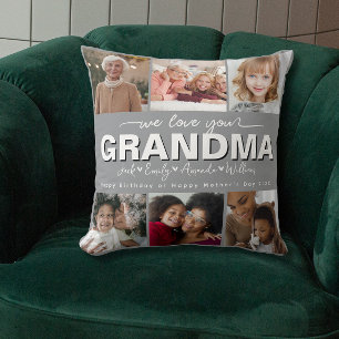 Cojín Decorativo Elegante personalizado Te amamos abuela Collage de